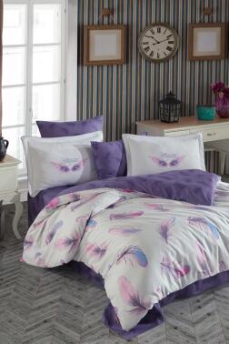 Paradise Pamuk Saten Çift Kişilik Nevresim Takımı Mor - Hobby