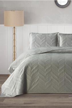 Paris Çift Kişilik Lüks Kadife 240x260 cm Yatak Örtüsü Gri - Çeyiz Diyarı