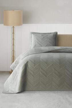 Paris Tek Kişilik Lüks Kadife 180x240 cm Yatak Örtüsü Gri - Çeyiz Diyarı