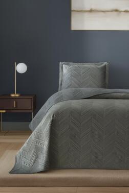 Paris Tek Kişilik Lüks Kadife 180x240 cm Yatak Örtüsü Koyu Yeşil - Çeyiz Diyarı