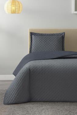 Parma Tek Kişilik Lüks Kadife 180x240 cm Yatak Örtüsü Antrasit - Çeyiz Diyarı