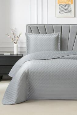 Parma Tek Kişilik Lüks Kadife 180x240 cm Yatak Örtüsü Gri - Çeyiz Diyarı