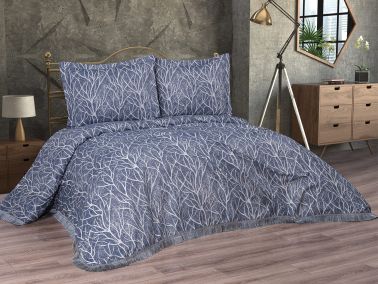 Pastel Çift Kişilik Yatak Örtüsü İndigo - 1