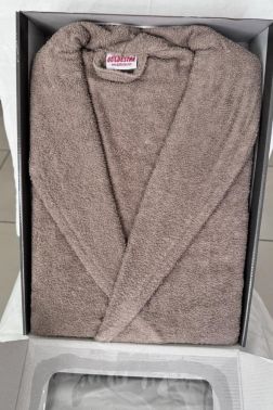 Pastel Kadife Tek Bornoz Kahve - Çeyiz Diyarı