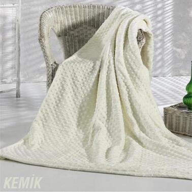 Pearl Tomurcuk Çift Kişilik Battaniye Krem - Çeyiz Diyarı