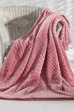 Pearl Tomurcuk Çift Kişilik Battaniye Pudra - Çeyiz Diyarı