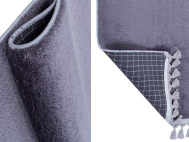Pelüş Puffy Kaymaz Tabanlı Dikdörtgen Halı 80x150 Cm Antrasit - Çeyiz Diyarı (1)