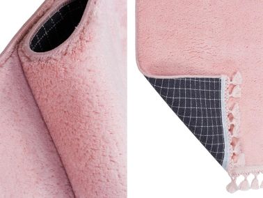 Pelüş Puffy Kaymaz Tabanlı Dikdörtgen Halı 80x150 Cm Pudra - Çeyiz Diyarı (1)