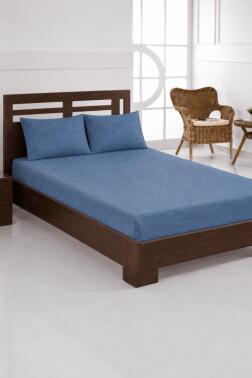 Penye Çift Kişilik 180x200 cm Lastikli Çarşaf İndigo - Çeyiz Diyarı