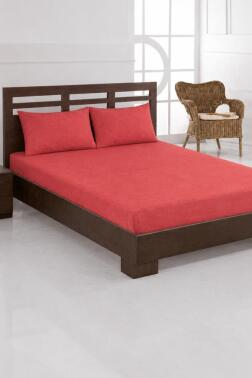 Penye Çift Kişilik 180x200 cm Lastikli Çarşaf Kiremit - Çeyiz Diyarı