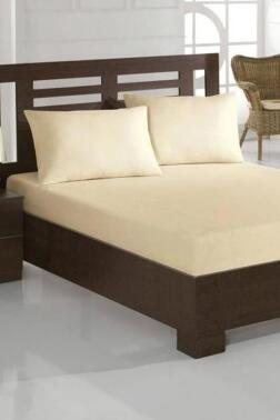Penye Çift Kişilik 180x200 cm Lastikli Çarşaf Krem - Çeyiz Diyarı