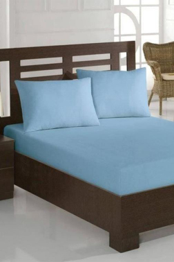 Penye Çift Kişilik Lastikli Çarşaf Mavi - Çeyiz Diyarı