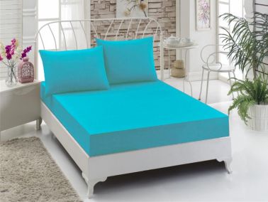 Penye Çift Kişilik Lastikli Çarşaf Turkuaz - Çeyiz Diyarı