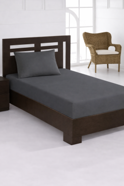 Penye Tek Kişilik 120x200 cm Lastikli Çarşaf Gri - Çeyiz Diyarı