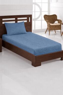 Penye Tek Kişilik 120x200 cm Lastikli Çarşaf İndigo - Çeyiz Diyarı