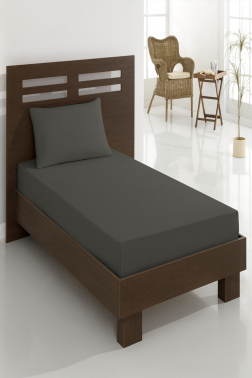 Penye Tek Kişilik Lastikli Çarşaf Gri - Çeyiz Diyarı