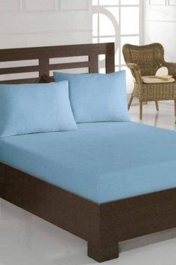 Penye Tek Kişilik Lastikli Çarşaf Mavi - Çeyiz Diyarı