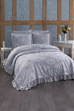 Perfact 3 Parça Çift Kişilik Pike Takımı Gri - Çeyiz Diyarı