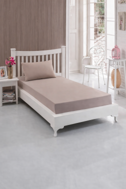 Perla Tek Kişilik Lastikli Çarşaf Takımı Cappucino