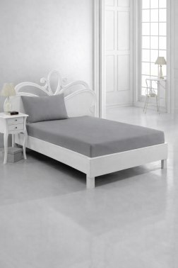 Perla Tek Kişilik Lastikli Çarşaf Takımı Gri