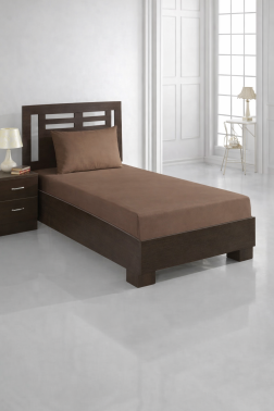 Perla Tek Kişilik Lastikli Çarşaf Takımı Kahverengi