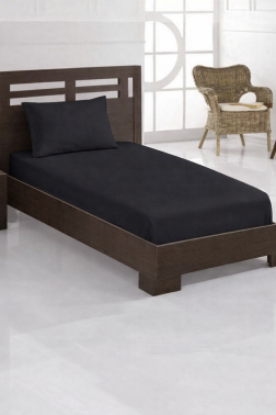 Perla Tek Kişilik Lastikli Çarşaf Takımı Kırmızı Siyah - Çeyiz Diyarı (1)