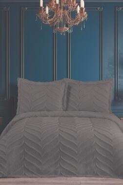 Perota Soft Çift Kişilik Pike Takımı Antrasit - Çeyiz Diyarı