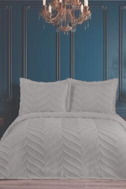 Perota Soft Çift Kişilik Pike Takımı Gri - Çeyiz Diyarı