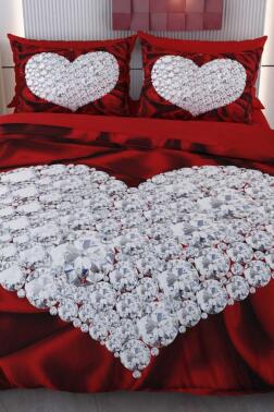 Pırlantanın Aşkı Mikro Saten 3D Dijital Baskılı Çift Kişilik Nevresim Takımı - Çeyiz Diyarı