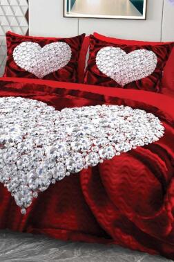 Pırlantanın Aşkı Mikro Saten 3D Dijital Baskılı Dört Mevsim Çift Kişilik Nevresim Takımı - Çeyiz Diyarı