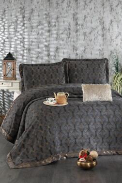 Podyum Şönil Çift Kişilik Yatak Örtüsü 260x260 cm Antrasit - Çeyiz Diyarı