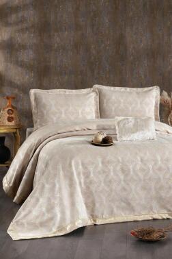 Podyum Şönil Çift Kişilik Yatak Örtüsü 260x260 cm Gold - Çeyiz Diyarı