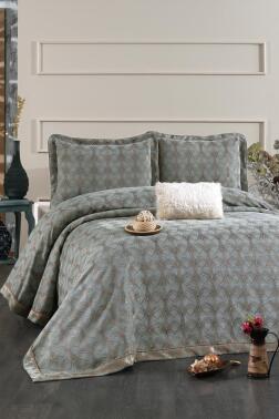 Podyum Şönil Çift Kişilik Yatak Örtüsü 260x260 cm Turkuaz - Çeyiz Diyarı