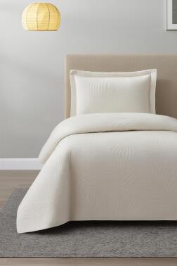 Prag Elyaf Dolgulu Tek Kişilik 180x240 Cm Yatak Örtüsü Bej - Çeyiz Diyarı