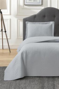 Prag Elyaf Dolgulu Tek Kişilik 180x240 Cm Yatak Örtüsü Gri - Çeyiz Diyarı