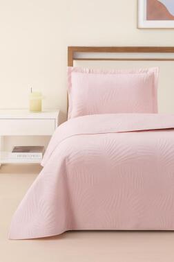 Prag Elyaf Dolgulu Tek Kişilik 180x240 Cm Yatak Örtüsü Pudra - Çeyiz Diyarı