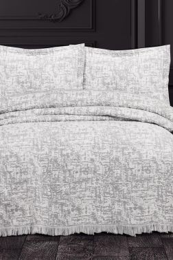 Puffy Pamuk Çift Kişilik Battaniye Takımı 220x240 Gri - Çeyiz Diyarı
