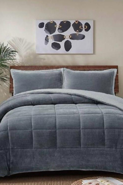 Pumi Çift Kişilik Yorgan Takımı 220x240 Cm Antrasit - Çeyiz Diyarı