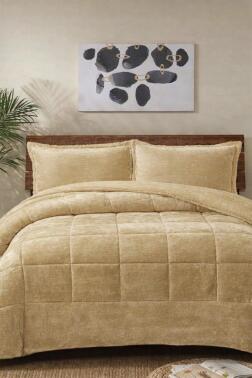 Pumi Çift Kişilik Yorgan Takımı 220x240 Cm Cappucino - Çeyiz Diyarı