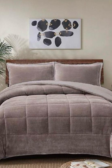 Pumi Çift Kişilik Yorgan Takımı 220x240 Cm Mürdüm - Çeyiz Diyarı
