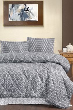 Puzzle 6 Parça Comforter Çeyiz Seti Gri - Çeyiz Diyarı