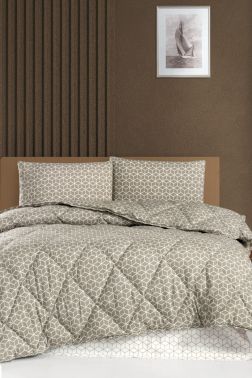 Puzzle 6 Parça Comforter Çeyiz Seti Kahve - Çeyiz Diyarı