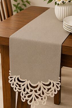 Queen Keten Aplikeli Runner 40x100 cm Gri