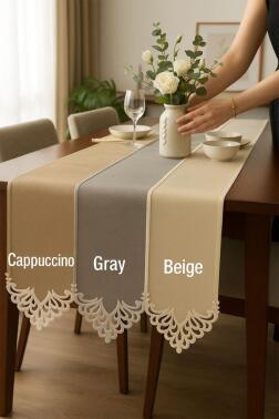 Queen Keten Aplikeli Runner 40x120 cm Cappucino