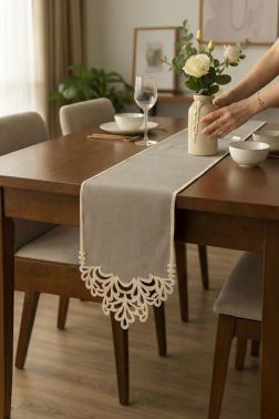 Queen Keten Aplikeli Runner 40x120 cm - Çeyiz Diyarı (1)