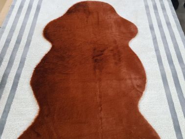 Rabbit Postu Tüylü Kaydırmaz Halı 80x150 Cm Acı Kahve - Çeyiz Diyarı
