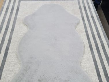Rabbit Postu Tüylü Kaydırmaz Halı 80x150 Cm Açık Gri - Çeyiz Diyarı