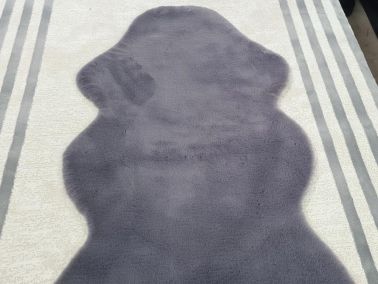 Rabbit Postu Tüylü Kaydırmaz Halı 80x150 Cm Antrasit - Çeyiz Diyarı