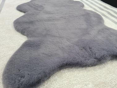 Rabbit Postu Tüylü Kaydırmaz Halı 80x150 Cm Antrasit - Çeyiz Diyarı (1)