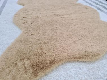 Rabbit Postu Tüylü Kaydırmaz Halı 80x150 Cm Cappucino - Çeyiz Diyarı (1)